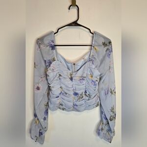 95. Blashe Floral Ruched Long Sleeve Top